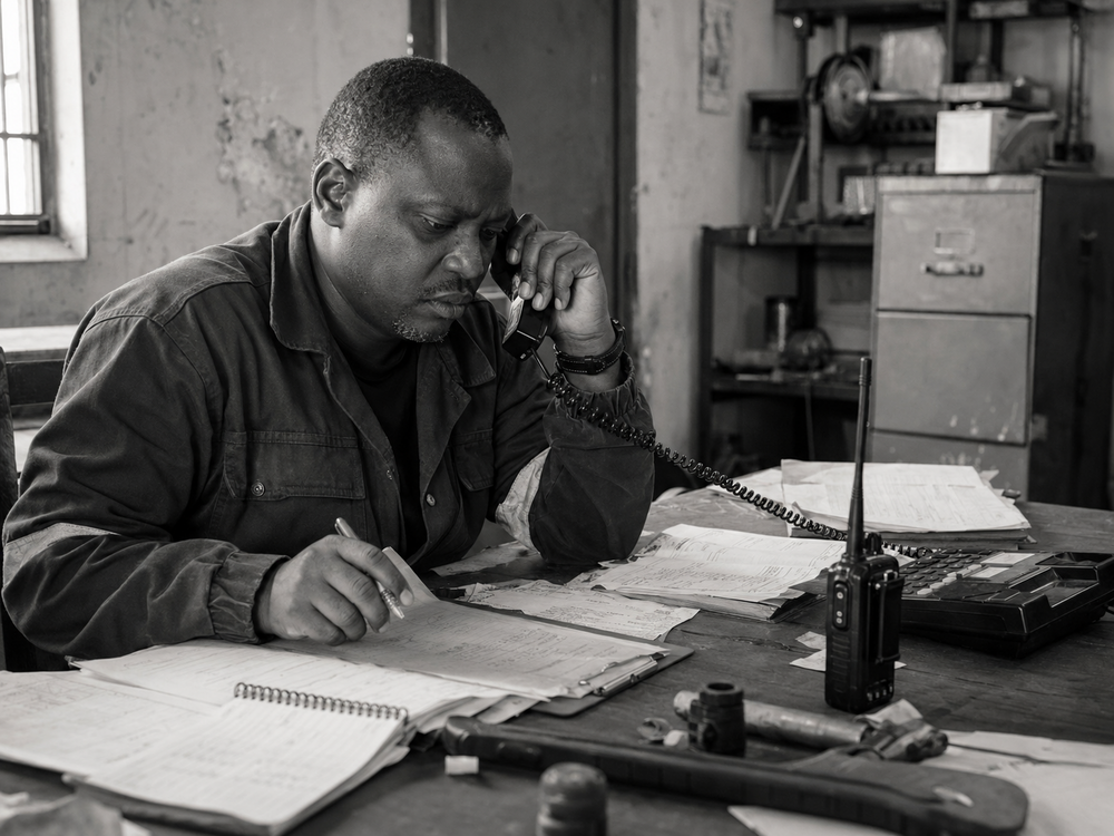 Engineer working through fragmented manual maintenance records